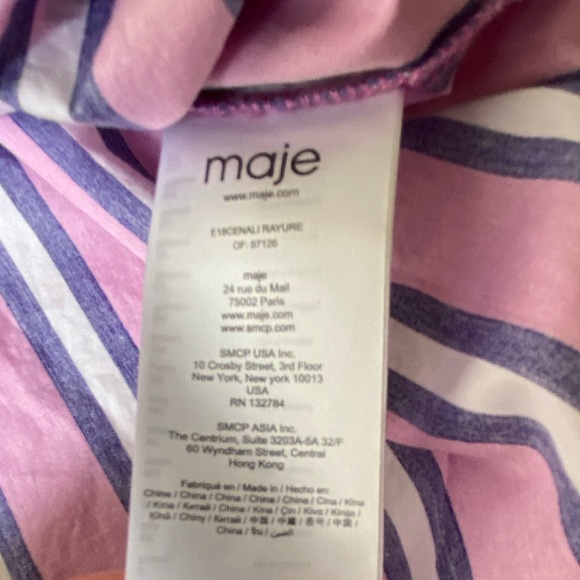 Maje pink/purple/white striped shirt with snap button sleeves - Picture 15 of 16